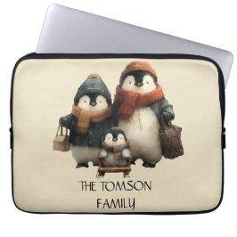 Capa Para Notebook Winter Penguin Family Personalized Design