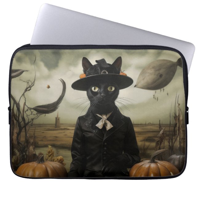 Capa Para Notebook Witch Cat with Pumpkins  (Frente)
