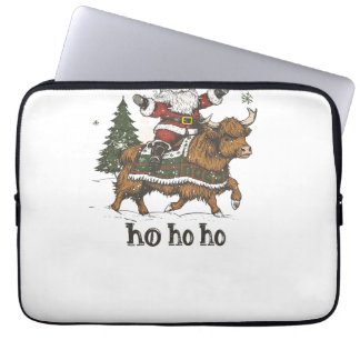 Capa Para Notebook Womens Xmas Tree Lighting Santa Riding Highland Co
