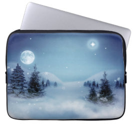 Capa Para Notebook Wonderland de inverno à noite