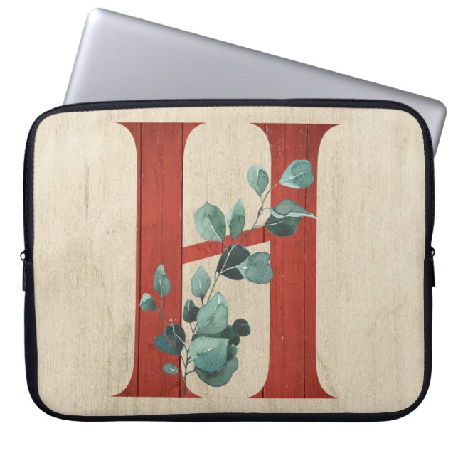 Capa Para Notebook Wood Russo e Eucalyptus - Letra H (Frente)