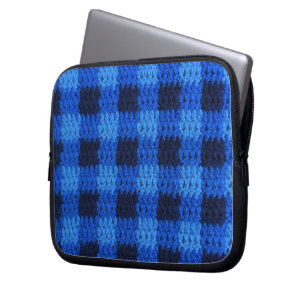Capa Para Notebook Xadrez Azul Artisan Crochet Eletrônicos Bag