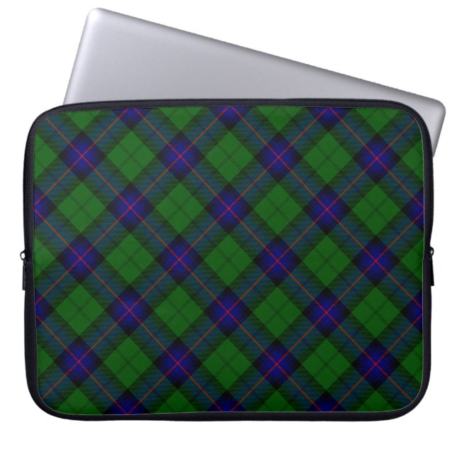 Capa Para Notebook Xadrez azul-tartan armstrong e verde (Frente)