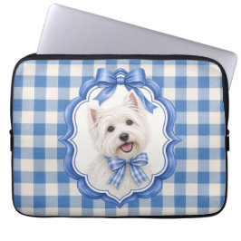 Capa Para Notebook Xadrez Azul Terrier Escocês Préppy Computador
