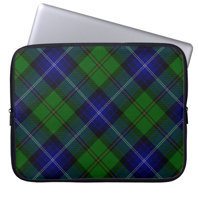 Capa Para Notebook xadrez azul verde tartan Urquhart (Frente)