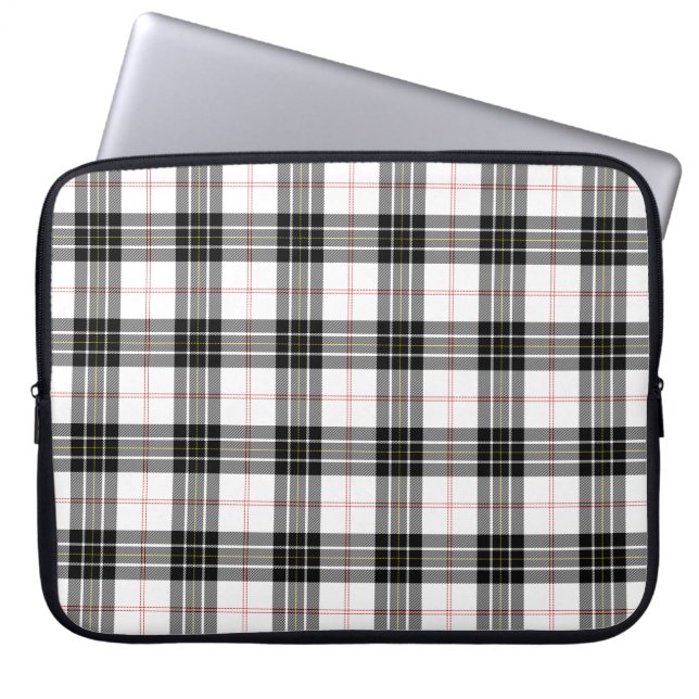 Capa Para Notebook Xadrez branca preta de tartan MacPherson (Frente)