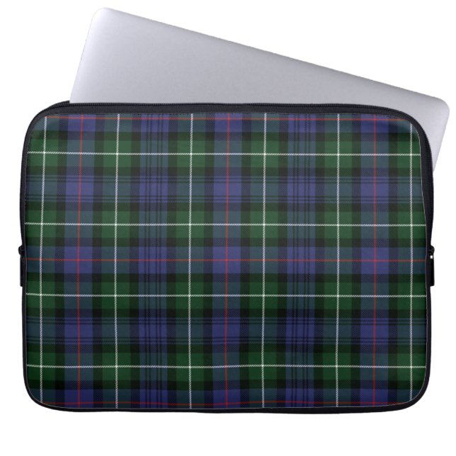 Capa Para Notebook Xadrez Clan MacKenzie Cinza Verde Roxo Tartan (Frente)