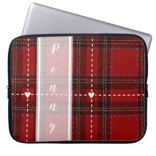 Capa Para Notebook Xadrez Coração Vermelho