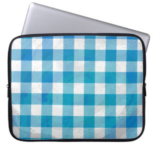Capa Para Notebook Xadrez de Buffalo Azul e Branco