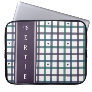 Capa Para Notebook Xadrez de Coração Roxo