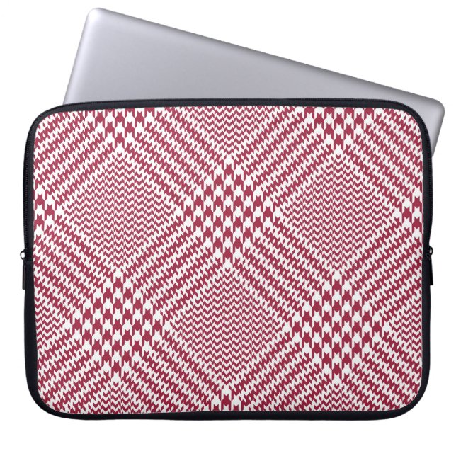 Capa Para Notebook Xadrez de Glen Branco Vermelho: Tartan Torcido (Frente)