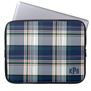 Capa Para Notebook Xadrez de múltiplos processos azul e branco monogr