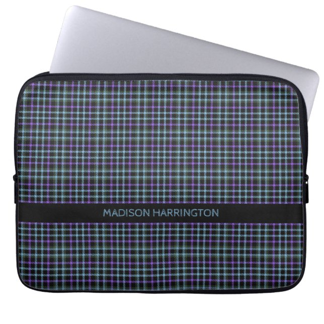 Capa Para Notebook Xadrez de nome personalizado / Padrão de Tartan (Frente)