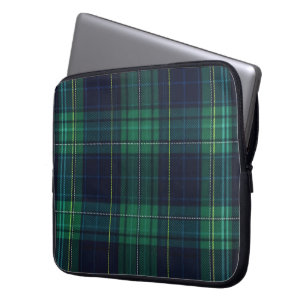 Capa Para Notebook Xadrez de Tartan Verde e Azul