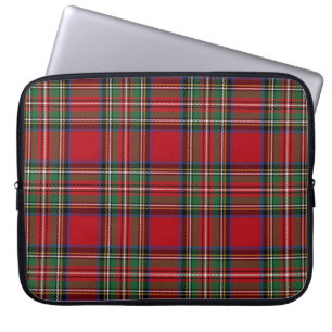 Capa Para Notebook Xadrez Escocês Stewart Vermelho Verde Rústico