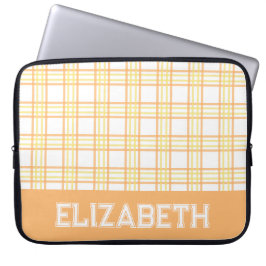 Capa Para Notebook Xadrez Moderno Preppy Varsity Laranja Amarelo