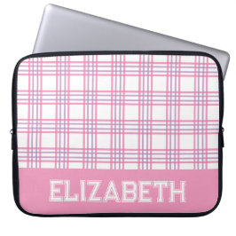 Capa Para Notebook Xadrez Moderno Preppy Varsity Rosa Roxo