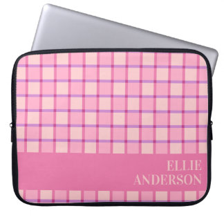 Capa Para Notebook Xadrez Moderno Rosa Roxo Personalizado