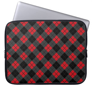 Capa Para Notebook Xadrez Preta e Vermelha Verificada