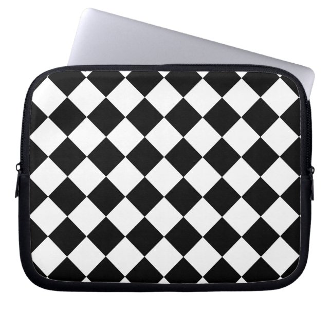 Capa Para Notebook Xadrez Preto e Branco Diamante Clássico (Frente)