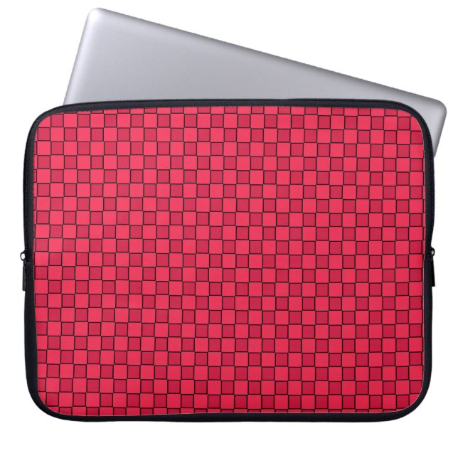 Capa Para Notebook Xadrez Preto Vermelho (Frente)