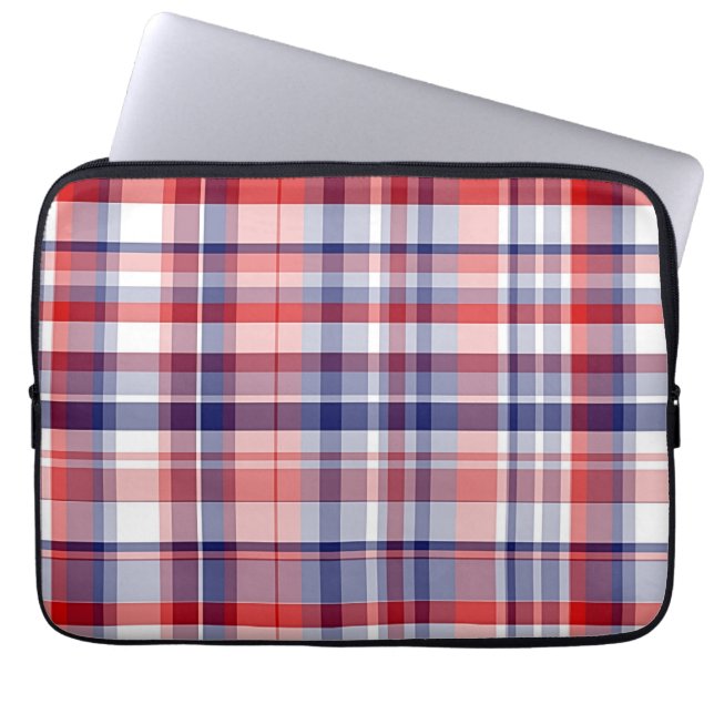 Capa Para Notebook Xadrez Red, White, Blue Preppy Madras (Frente)