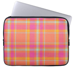 Capa Para Notebook Xadrez retrorreflectora rosa quente com laranja e 