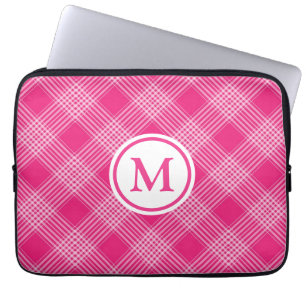 Capa Para Notebook Xadrez Rosa Brilhante Monograma