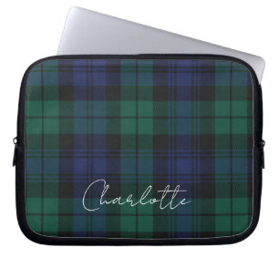 Capa Para Notebook Xadrez Rústico Elegante Script Verde Tartan