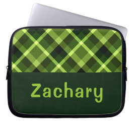 Capa Para Notebook Xadrez Verde Elegante  Monograma Bolsa de laptop