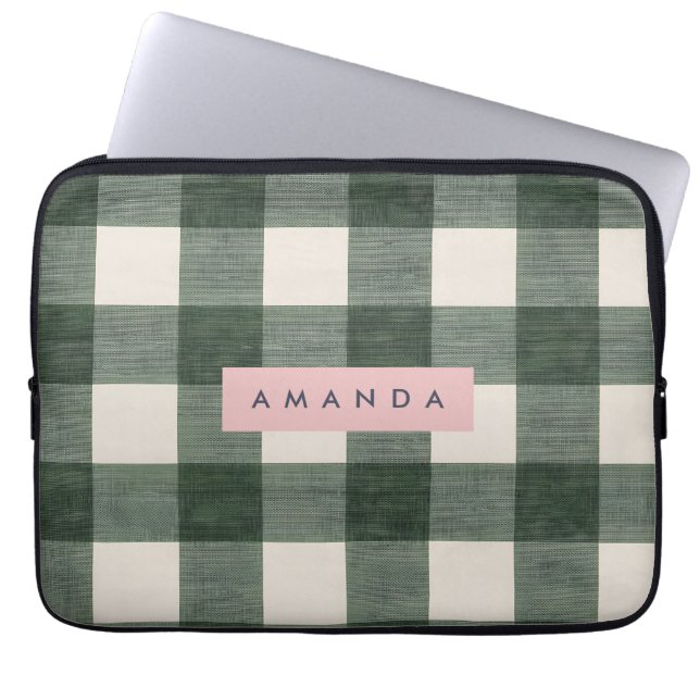 Capa Para Notebook Xadrez Verde Gingham Personalizado (Frente)