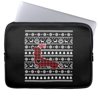 Capa Para Notebook Xadrez Vermelha Buffalo Dachshund Dog Natal
