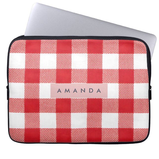Capa Para Notebook Xadrez Vermelho Clássico Personalizado Gingham (Frente)