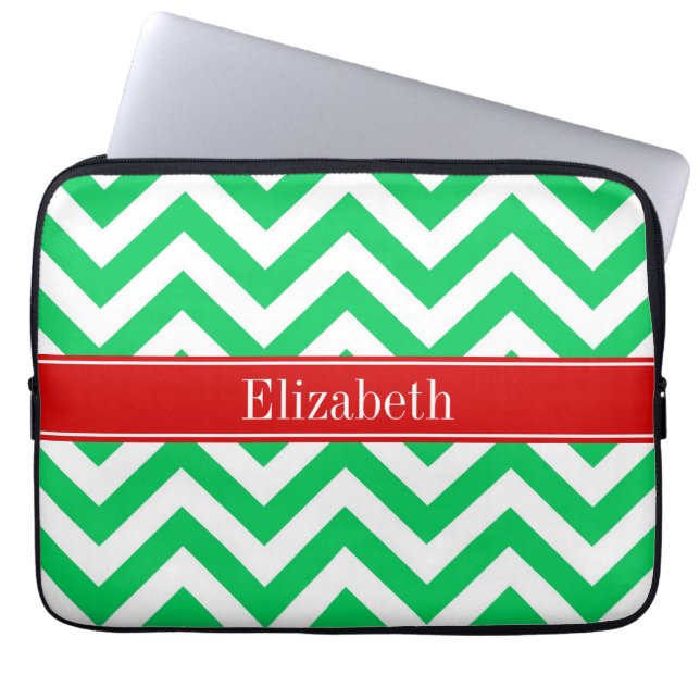Capa Para Notebook Xmas Emerald White LG Chevron Red Name Monograma (Frente)
