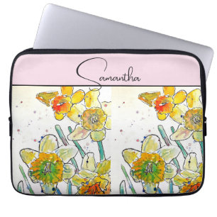 Capa Para Notebook Yelow Daffodil Watercolor Daffodils Floral Flower