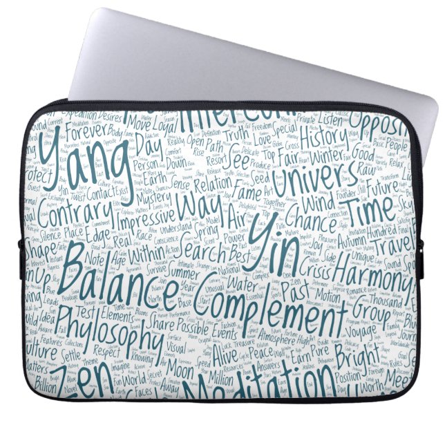 Capa Para Notebook Yin Yan Nuage de Mots Texte Motif Interconnect (Frente)