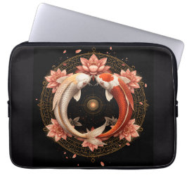 Capa Para Notebook Yin Yang Koi Fish with Lotus Mandala