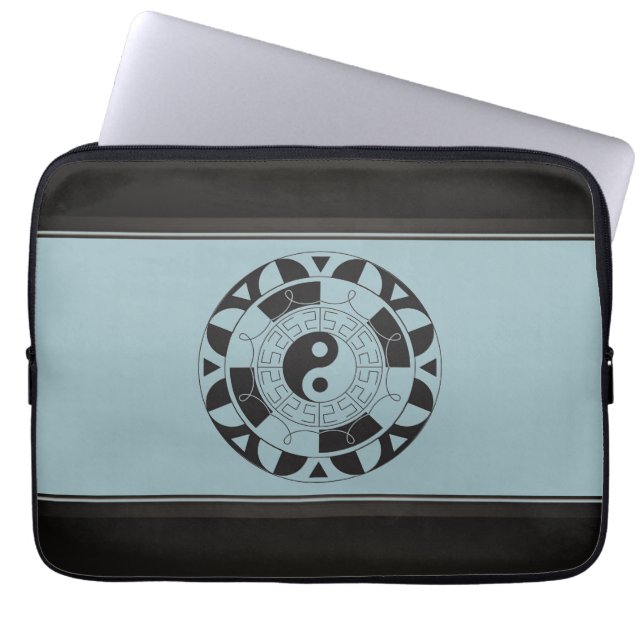 Capa Para Notebook Yin Yang Symbol On Blue (Frente)