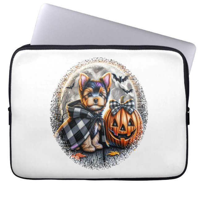 Capa Para Notebook Yorkie Dog Halloween (Frente)