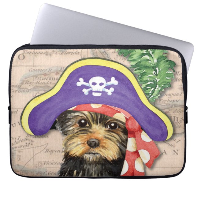Capa Para Notebook Yorkie Pirate (Frente)