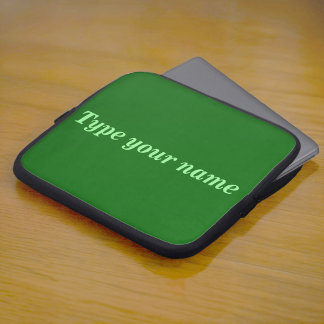 Capa Para Notebook Your Name on Green Laptop Sleeve