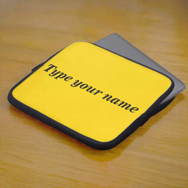 Capa Para Notebook Your Name on Yellow Laptop Sleeve (Yellow laptop sleeve with your name)