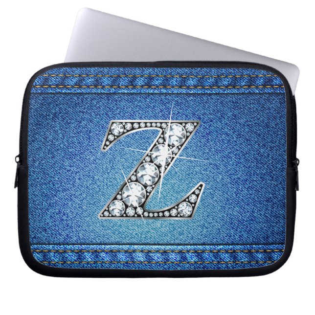 Capa Para Notebook Z "Diamond" Denim Stitting Eletrônicos Bag (Frente)