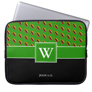 Capa Para Notebook ZAMBIA Monograma Christian JOHN 3:16 Laptop VERDE