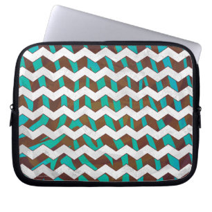 Capa Para Notebook Zebra Chevron Brown e Teal Impressão