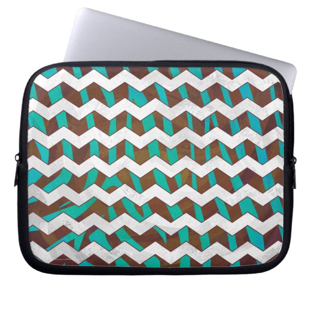 Capa Para Notebook Zebra Chevron Brown e Teal Impressão (Frente)