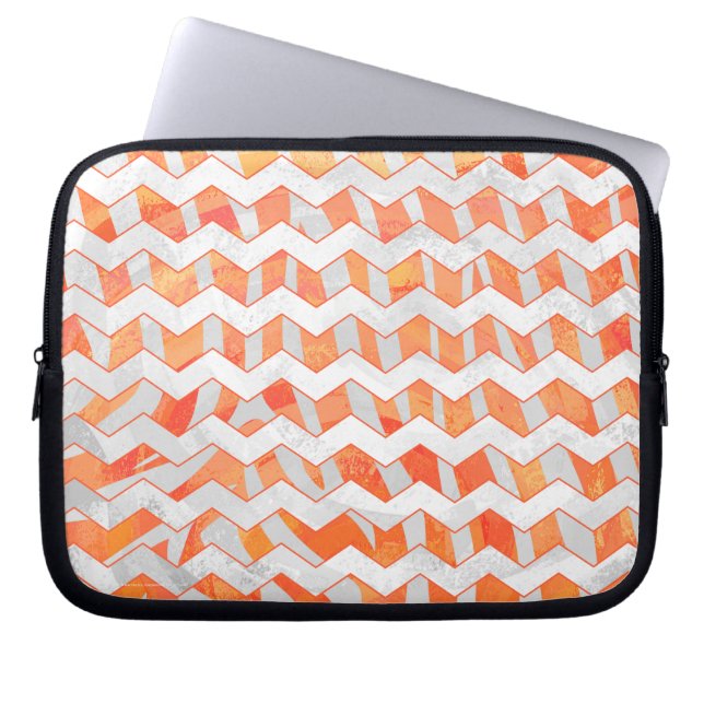 Capa Para Notebook Zebra Chevron Laranja e Branco (Frente)