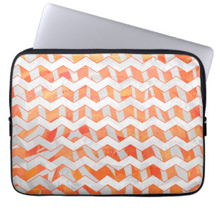Capa Para Notebook Zebra Chevron Laranja e Branco