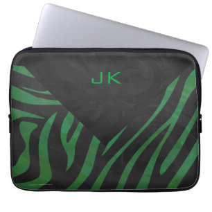 Capa Para Notebook Zebra Monograma Impressão preto e verde