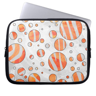 Capa Para Notebook Zebra Orange e Bolinhas branca